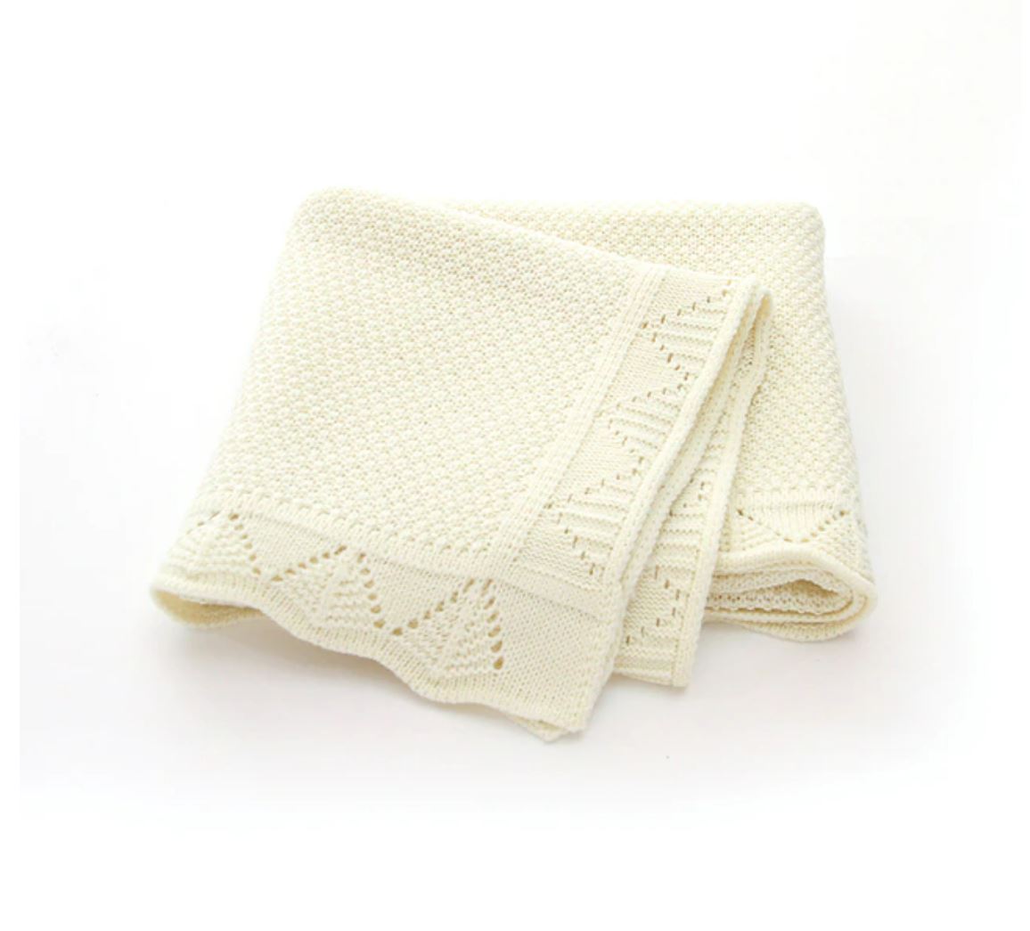 Cream Knitted Newborn blanket