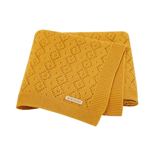 Mustard Knitted Newborn blanket